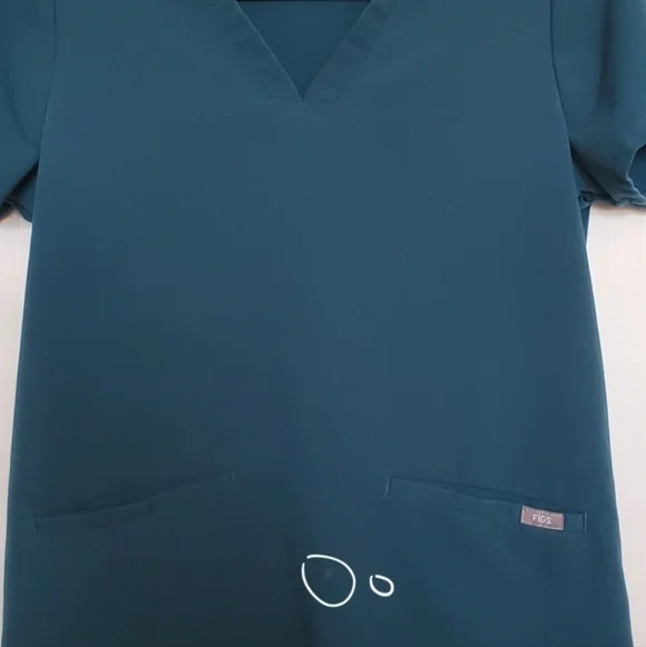 FIGS 'CASMA' SCRUBS TOP TEAL GREEN 3 POCKET V-NECK SHORT SLEEVE WOMENS (XS) - Picture 5 of 13